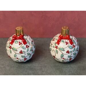Lenox Christmas Bulb Salt & Pepper Shaker Set. Each Are  3"x2.8"x2.8"